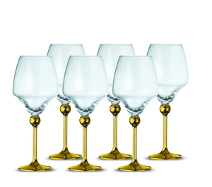 Taurės baltajam vynui su paauksuotomis kojelėmis, 6vnt Zepter LS-023-1-DG