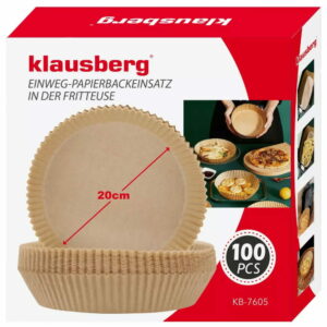 100 popierinių gruzdintuvų įdėklų rinkinys Ø20 cm KLAUSBERG KB-7605