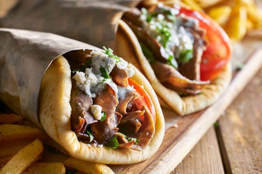 Griechische Gyros mit Schinken