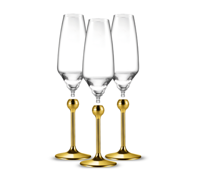 4543636 Šampano taurės paauksuotomis kojelėmis, 6vnt Zepter LS-023-3-DG