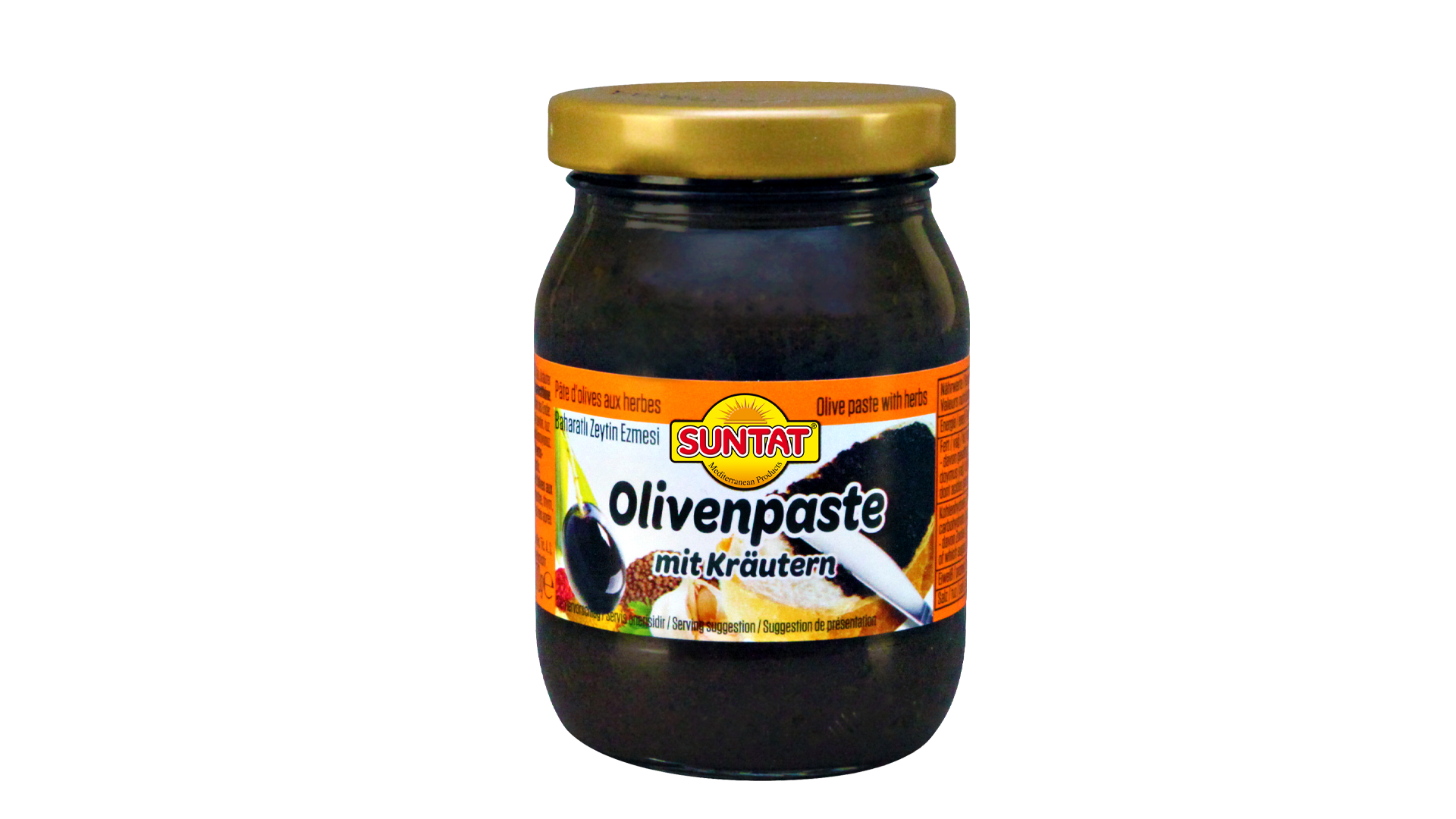 suntat-alyvuogiu-pasta-su-zolelemis Oliven-Aufstrich mit Kräutern SUNTAT, 180 g – Bild 1
