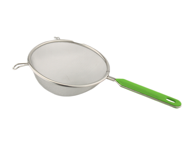 Foto des Siebtrichters – innovatives Hybridgerät, das Trichter und Sieb für präzises Dosieren vereint.