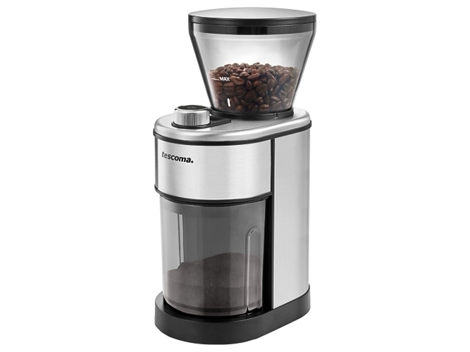 Stilvolle elektrische Kaffeemühle mit Kegelmahlwerk – garantiert gleichmäßiges Mahlen der Kaffeebohnen.