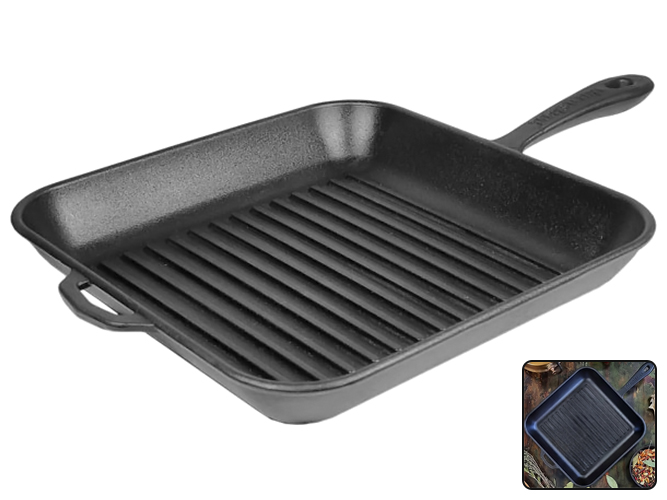 Robuste Grillpfanne Gusseisen in Aktion – die perfekte Fusion aus klassischer Qualität und moderner Kitchen-Power.