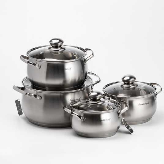 Set moderner Edelstahl-Kochtöpfe