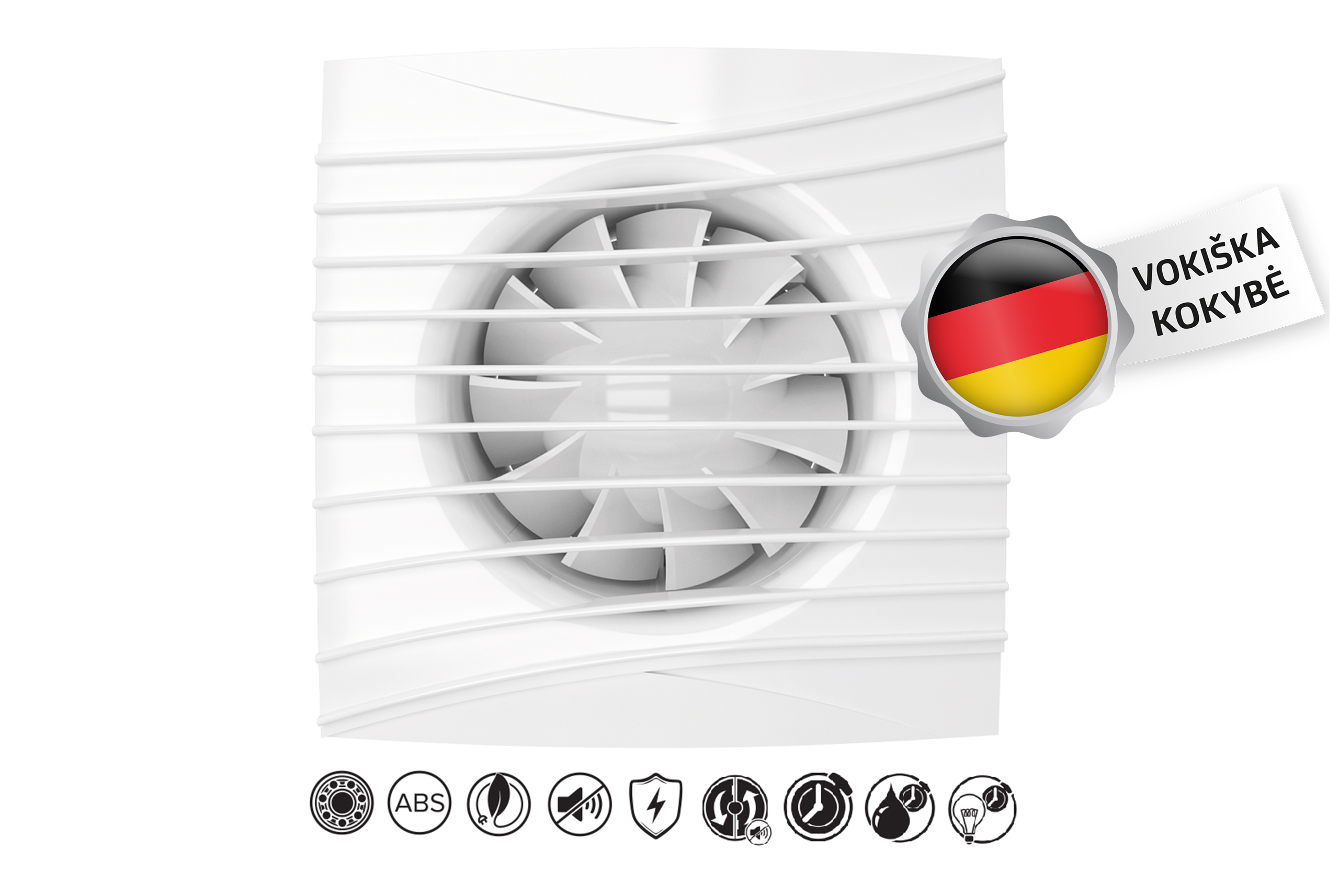 Istraukimo-Ventiliatorius-Vlano-A-100-T-Paprasta-Komplekacija-⌀100 Vlano ONDA 125 TH Badezimmerlüfter mit Timer und Feuchtigkeitssensor, ⌀125 mm | Automatische Steuerung, leise, Kugellager – Bild 1