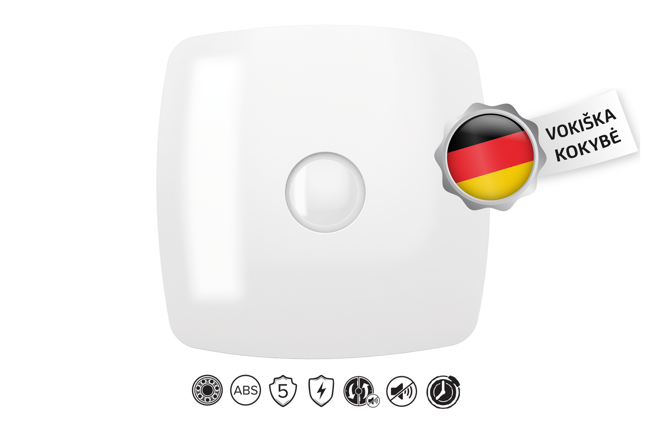 Vonios-Ventiliatorius-Vlano-ENSO-100-T-Su-Laikmaciu-⌀100-mm Vlano ENSO 125 T Badezimmerlüfter mit Timer, ⌀125 mm | Extrem leise, Kugellager – Bild 1