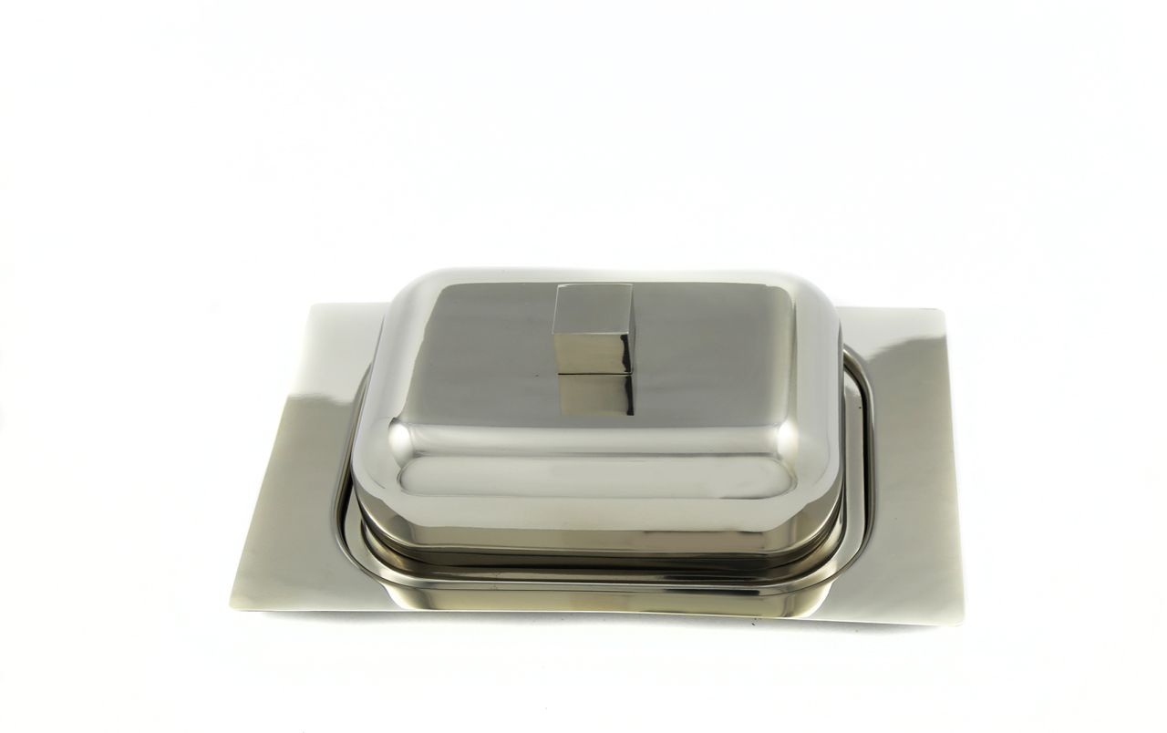 berghoff-1106274-1 BergHOFF Butterdose mit Deckel Cubo, 18,5x12,5 cm | Edelstahl, stilvolles Design – Bild 1