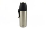 BergHOFF Reise-Thermoskanne 1L, Edelstahl | Mit Knopfdruck und Becher