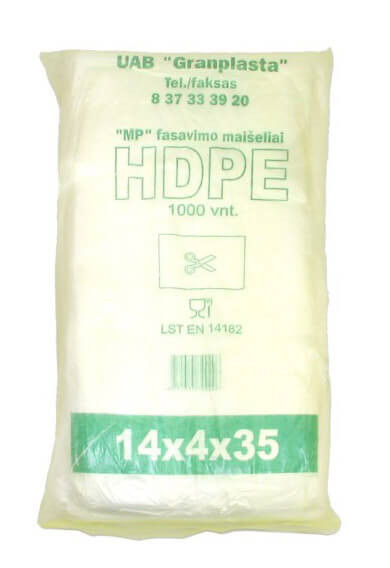 fasavimo-maiseliai-hdpe-14-4-35-8-mikronai-1000-vienetu Verpackungsbeutel auf Rolle HDPE, 14x35 cm, 1000 Stk. | Schmal – Bild 1