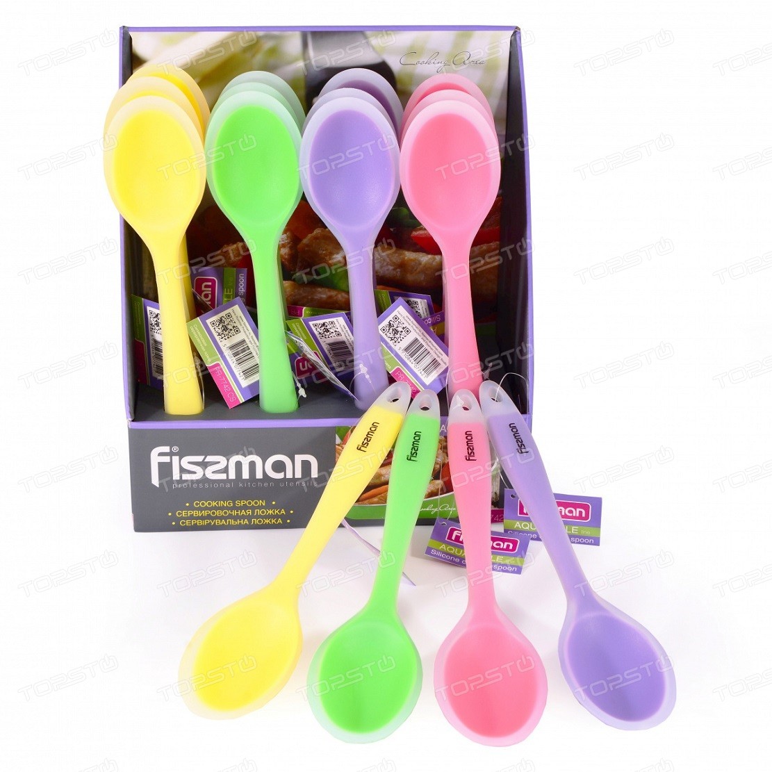 silikoninis-saukstas-fissman-7742 Fissman Silikonlöffel AQUARELLE | 26,5 cm, Hitzebeständig – Bild 1