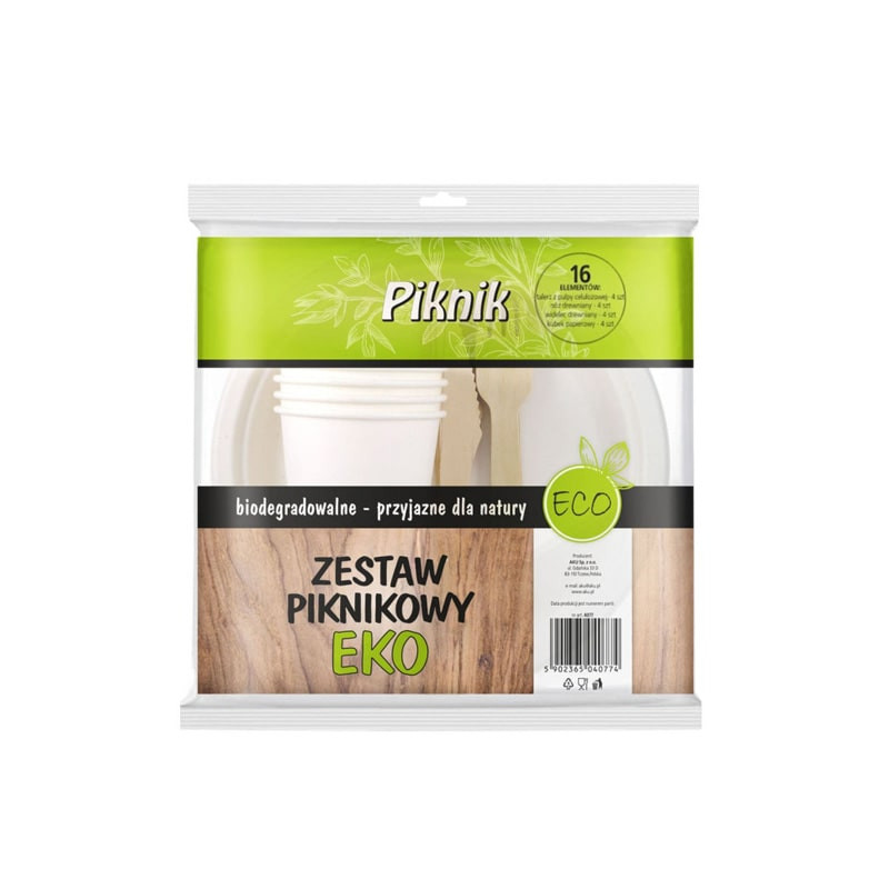 vienkartiniu-indu-ir-irankiu-komplektas-4-asmenims-piknik PIKNIK Einweggeschirr und Besteck Set für 4 Personen | Praktischer Tisch für Ausflüge – Bild 1