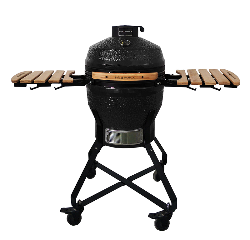 01_ZY18KSBLSET ZYLE Kamado Grill ZY18KSBLSET | 45 cm (18 Zoll), Aschenlade, LEBENSLANGE GARANTIE, Schwarz – Bild 1