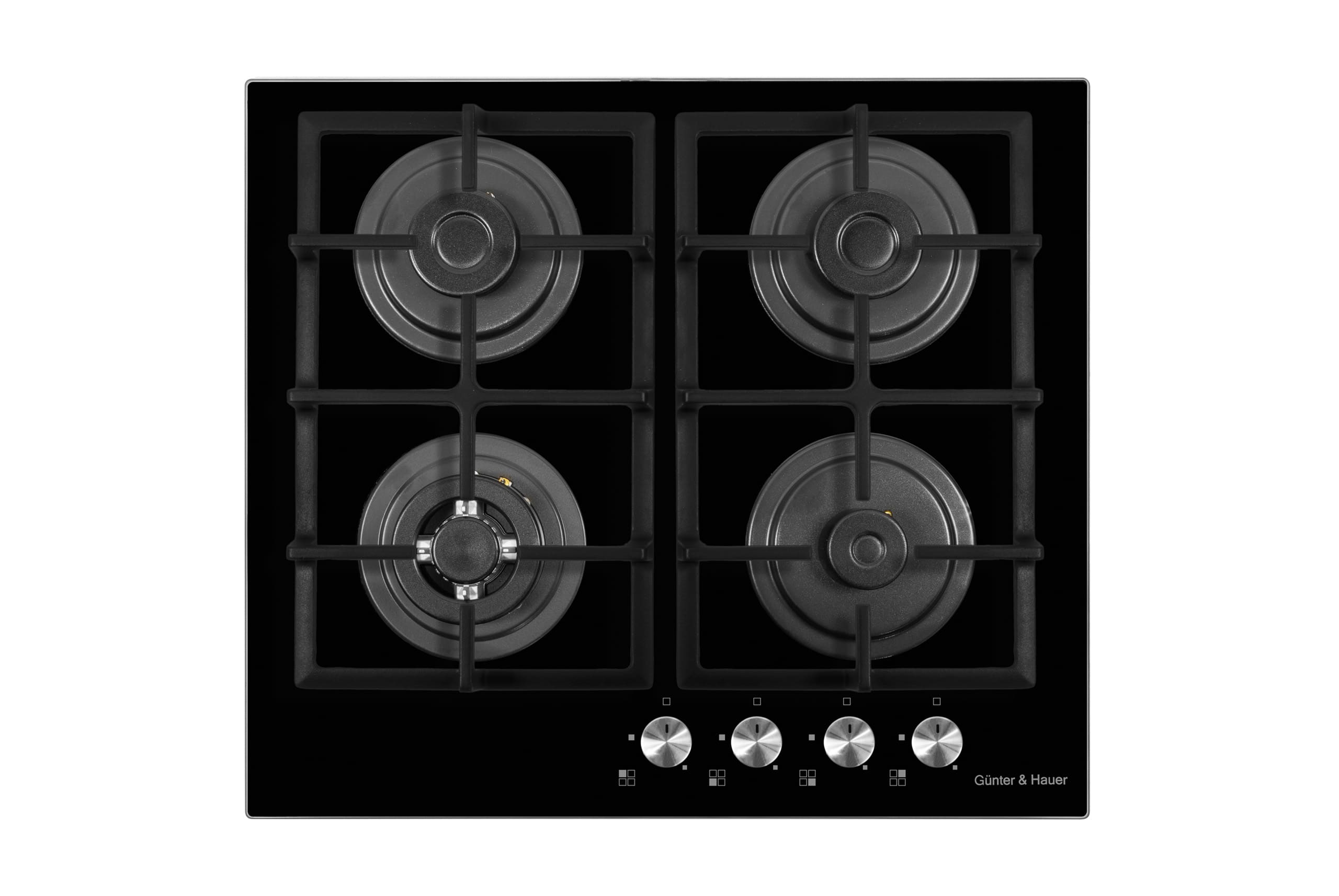 Dujine-GH-GL64TB GÜNTER & HAUER Gaskochfeld GL 64 TB | 4 Kochfelder, WOK-Brenner, Glaskeramik, Schwarz – Bild 1