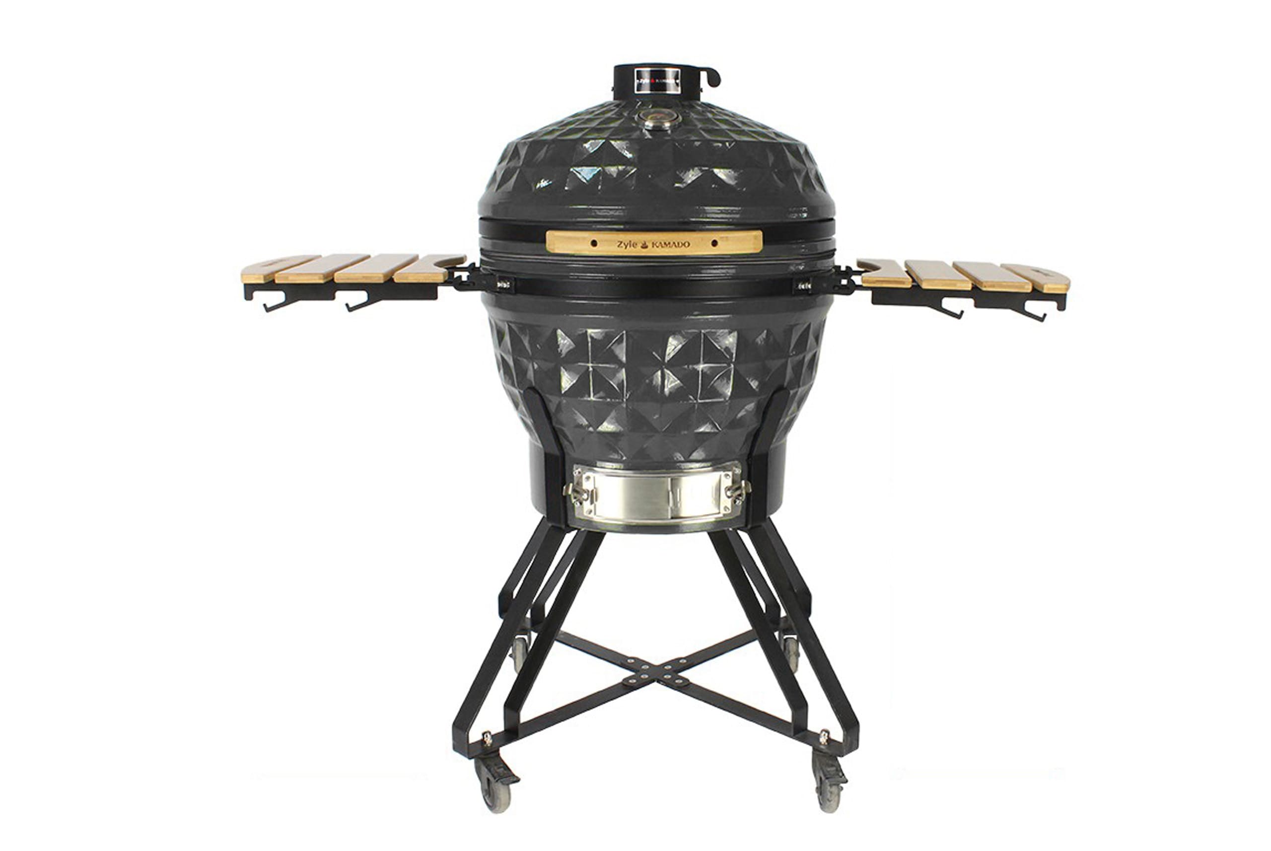 Grilis-ZY24KSGYDISET-1 ZYLE Kamado Grill ZY24KSGYDISET | 62 cm (24 Zoll), "DIAMOND" Stil, LEBENSLANGE GARANTIE, Grau – Bild 1