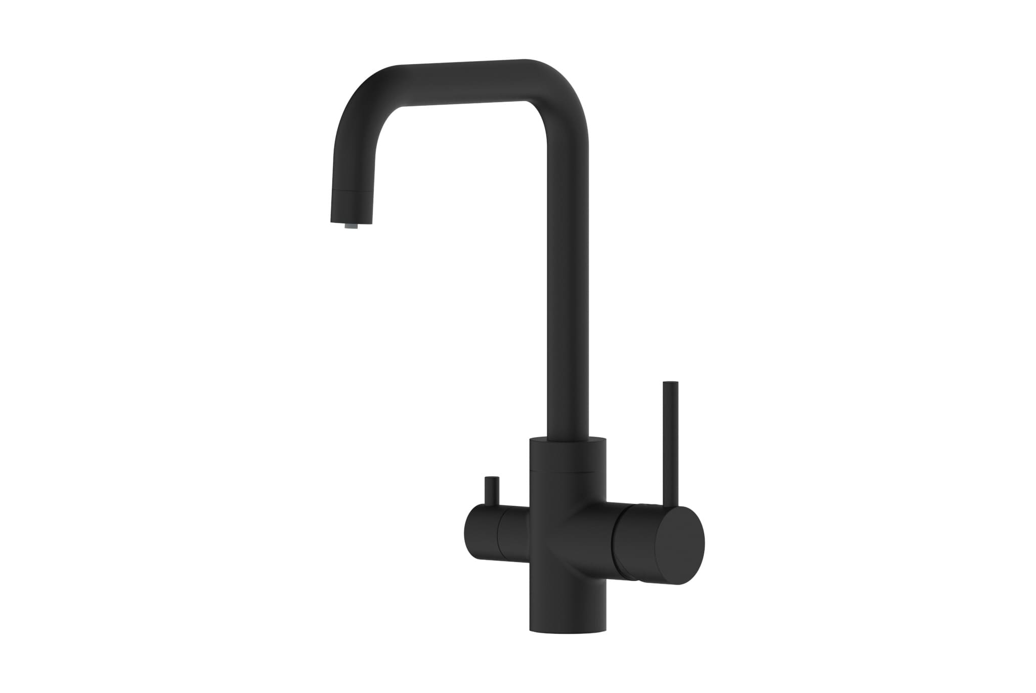 Hugel-Black GÜNTER&HAUER Küchenarmatur HÜGEL Schwarz | Zwei Griffe, Anschluss für gefiltertes Wasser, 360° Drehung – Bild 1