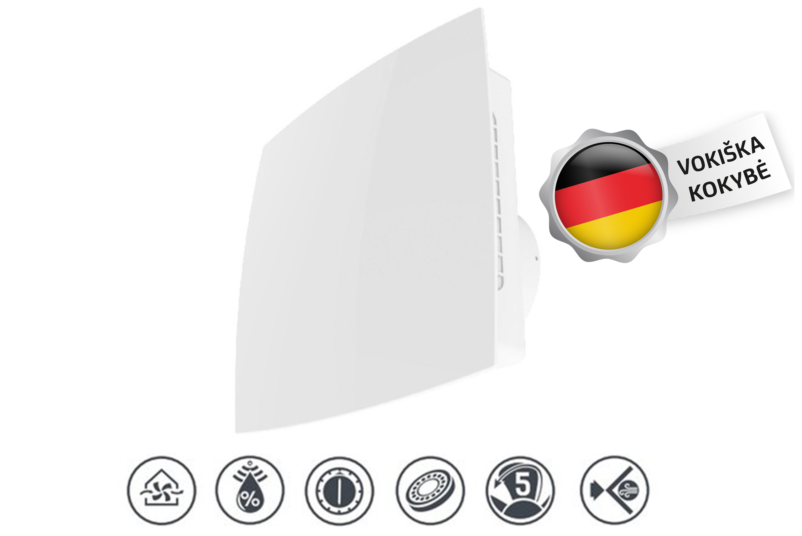 Istraukimo-Ventiliatorius-Vlano-100-AV-TH-su-Laikmaciu-ir-Dregmes-Jutikliu-2 Vlano Abluftventilator 100 AV TH | Ø 100 mm, Timer, Feuchtigkeitssensor – Bild 1