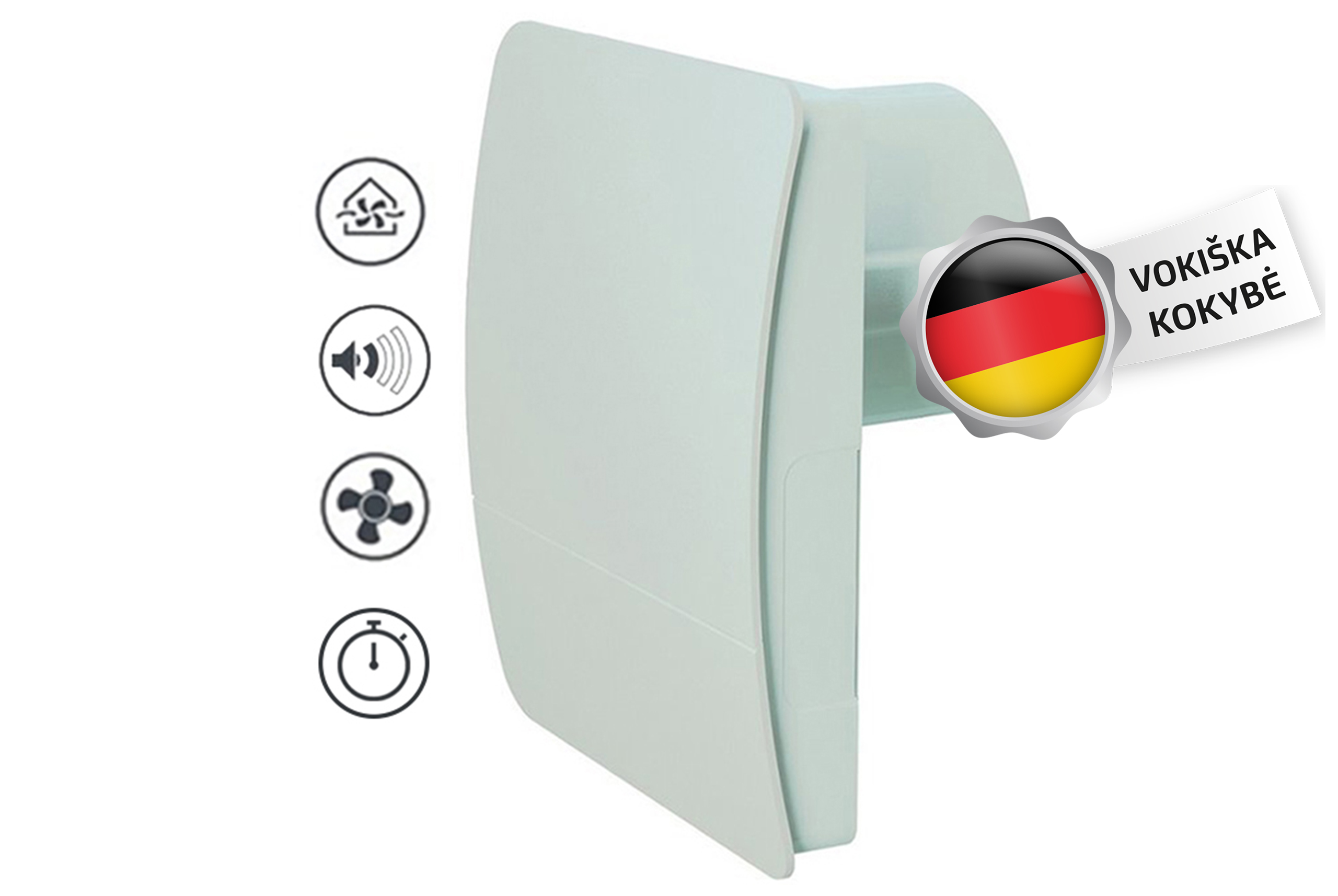 Istraukimo-Ventiliatorius-Vlano-100-Vair-Duo-T-su-Laikmaciu-akcija-4 Vlano Abluftventilator 100 Vair Duo T | Ø 100 mm, Hermetische Klappe, Timer – Bild 1