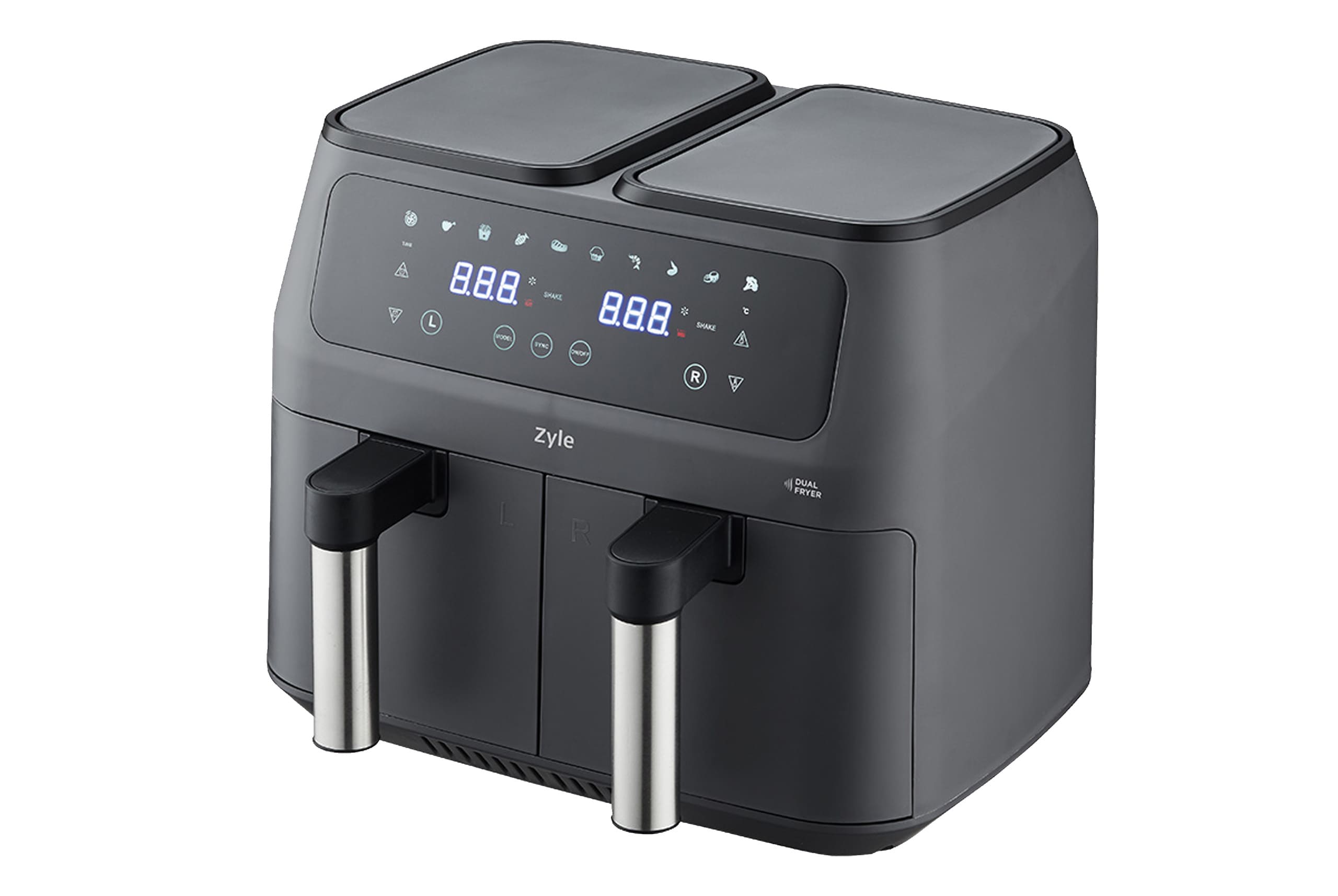 Karsto-oro-gruzdintuve-ZY030AF Zyle Doppel-Heißluftfritteuse ZY030AF | 8 L (2 x 4 L), 2800 W, 10 Programme, Synchronisation – Bild 1