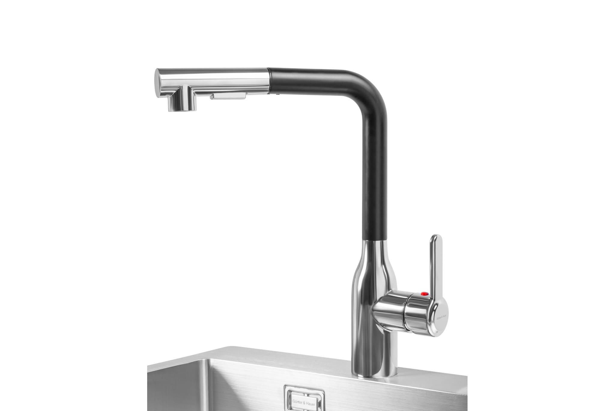 Maisytuvas-Dunkel-CR-BI-1 GÜNTER & HAUER Küchenarmatur DUNKEL Cr-BI | 360° Schwenkbarer Auslauf, Keramikkartusche, Schwarz + Chrom – Bild 1