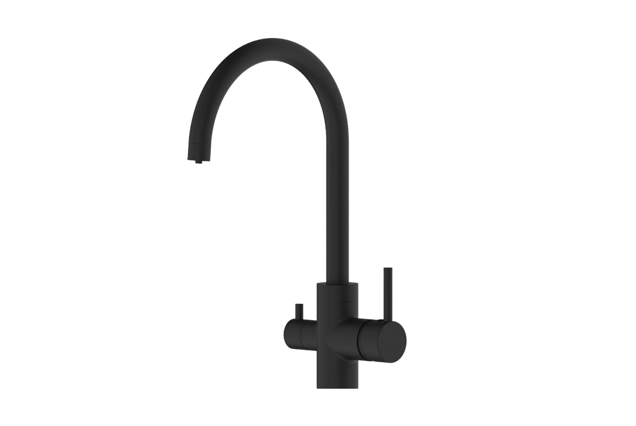 Maisytuvas-Hafen-black-1 GÜNTER&HAUER Küchenarmatur HAFEN Schwarz | Zwei Griffe, Anschluss für gefiltertes Wasser, 360° Drehung – Bild 1