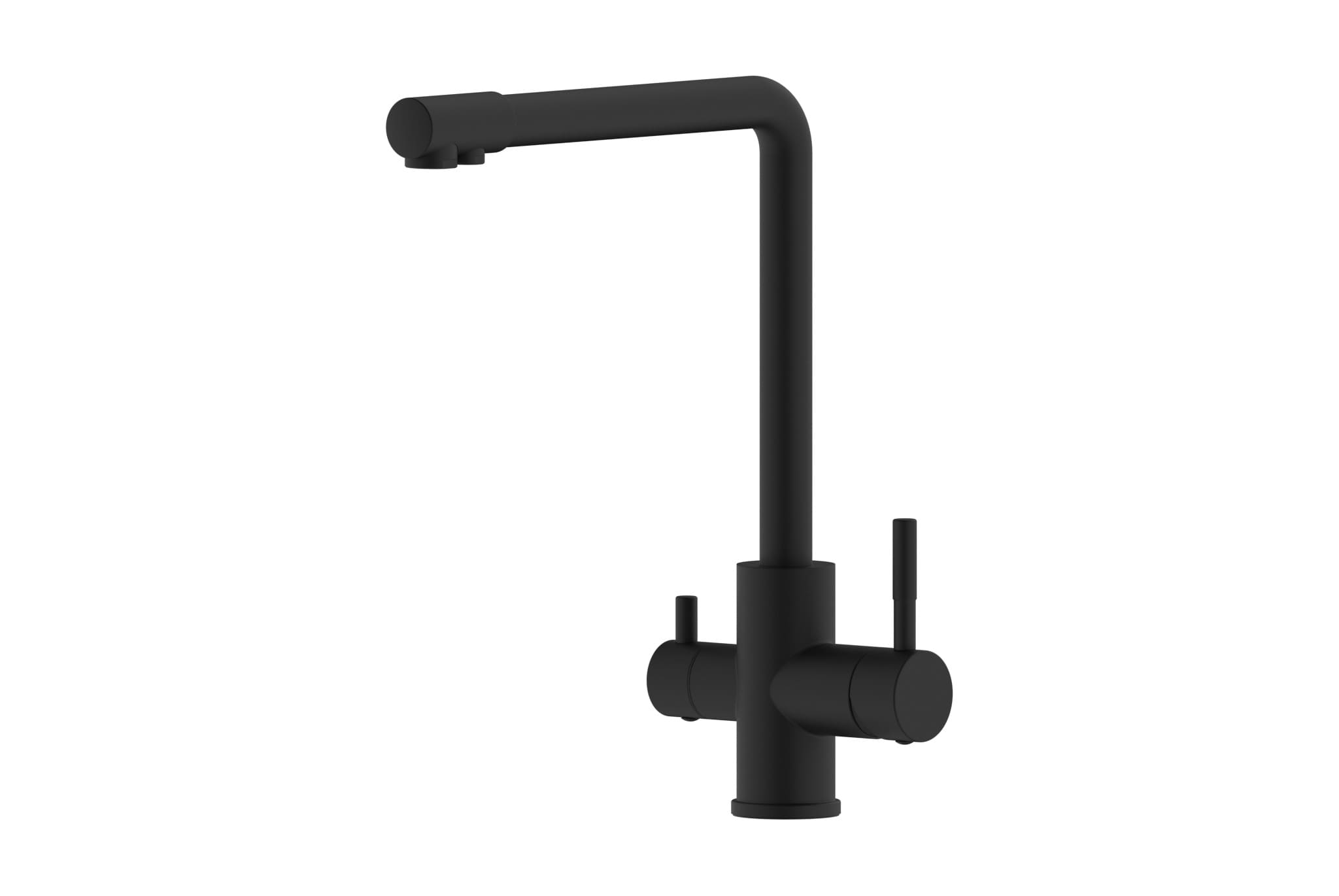 PERLE-Black GÜNTER&HAUER Küchenarmatur PERLE Schwarz | Zweihebelmischer, Anschluss für gefiltertes Wasser, 360° Drehung – Bild 1