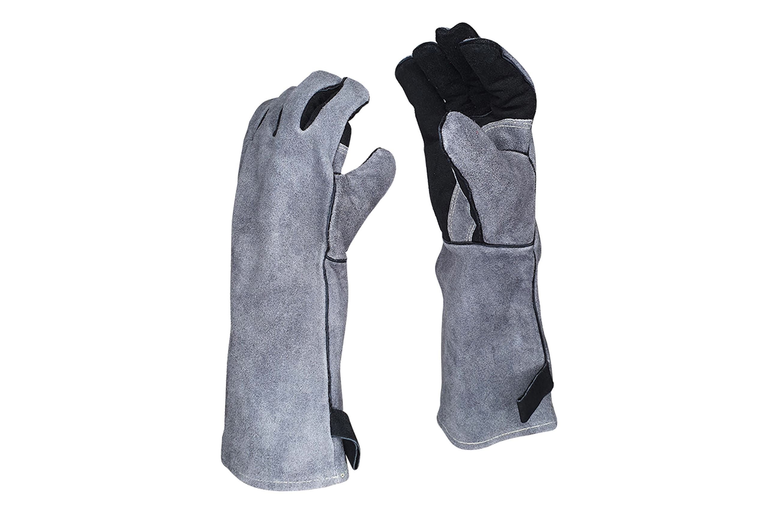 Pirstines-ZY245GL-1 ZYLE Hitzebeständige Handschuhe ZY245GL | 40 cm Länge, Spaltleder vom Rind, für Grills – Bild 1