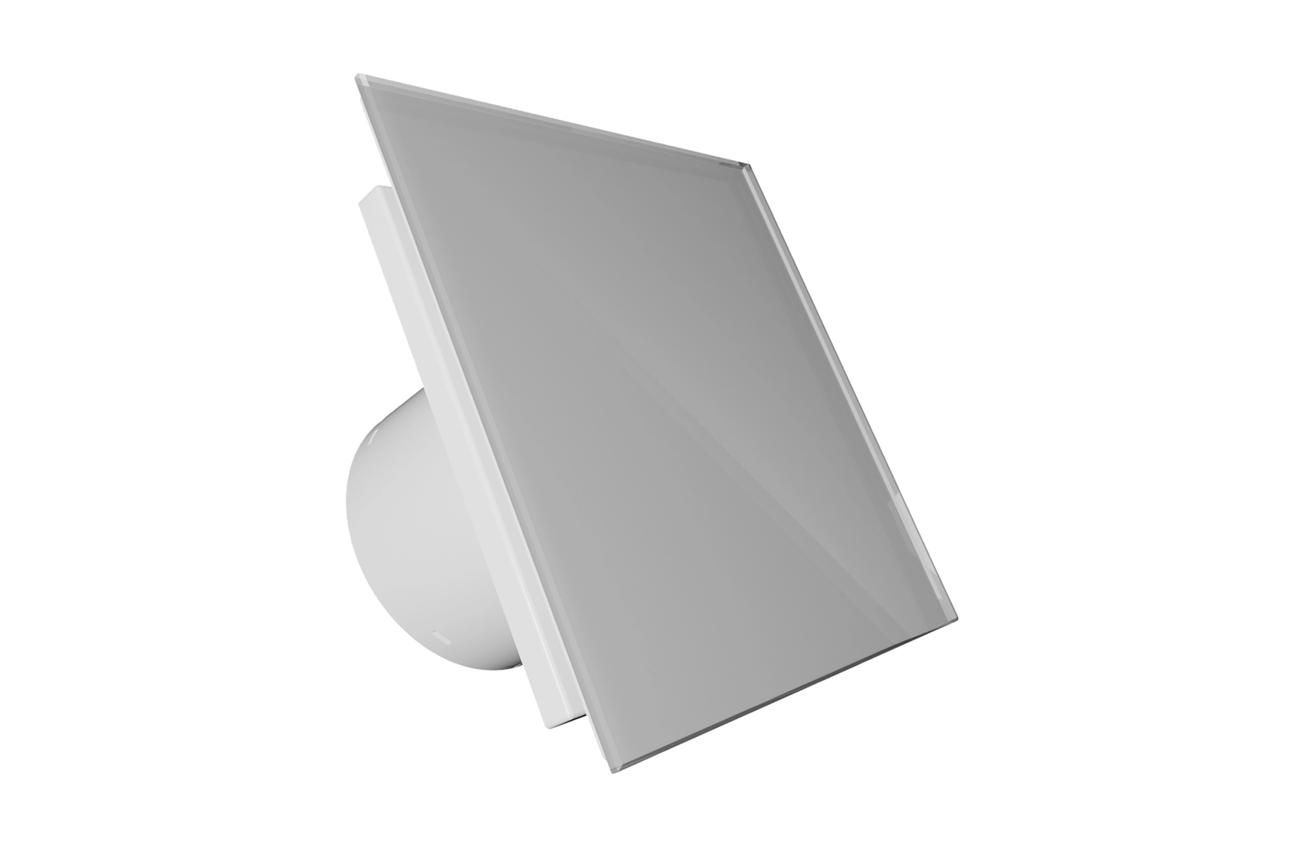 Ventiliatorius-Vlano-EOS-Silver-Clear-panele-2 VLano Glaspaneel EOS Silver Clear | Passend für Ø100/Ø125 mm Ventilatoren, Edelstahloptik – Bild 1