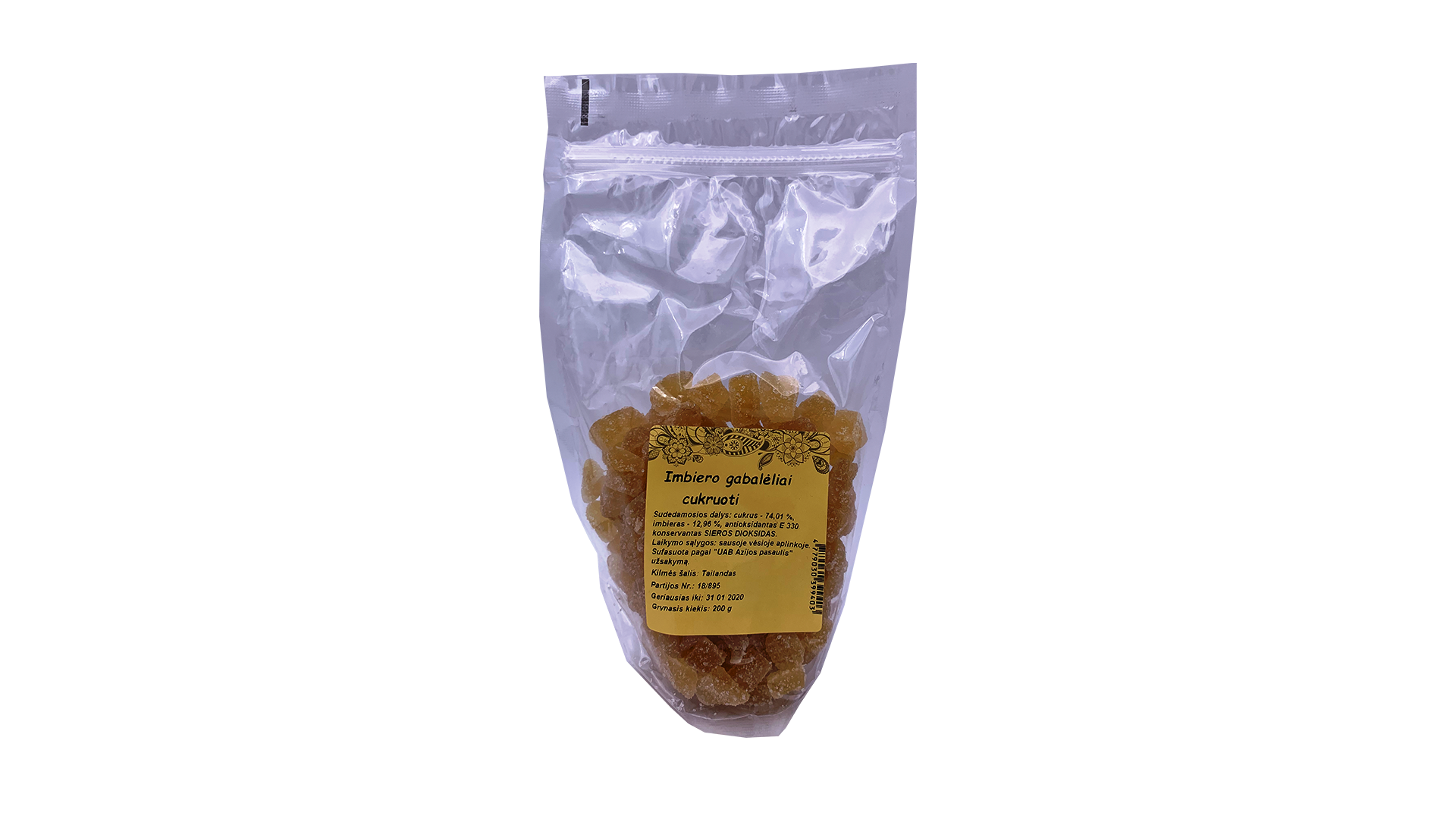 imbiero-gabal-cukruoti-200g Zuckerkandierte Ingwerstückchen, 200 g – Bild 1