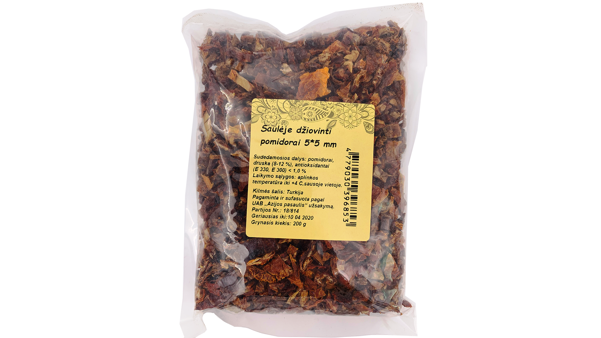 sauleje-dziovinti-pomidorai-5×5-mm Sonnengetrocknete Tomaten 5x5 mm, 200 g – Bild 1