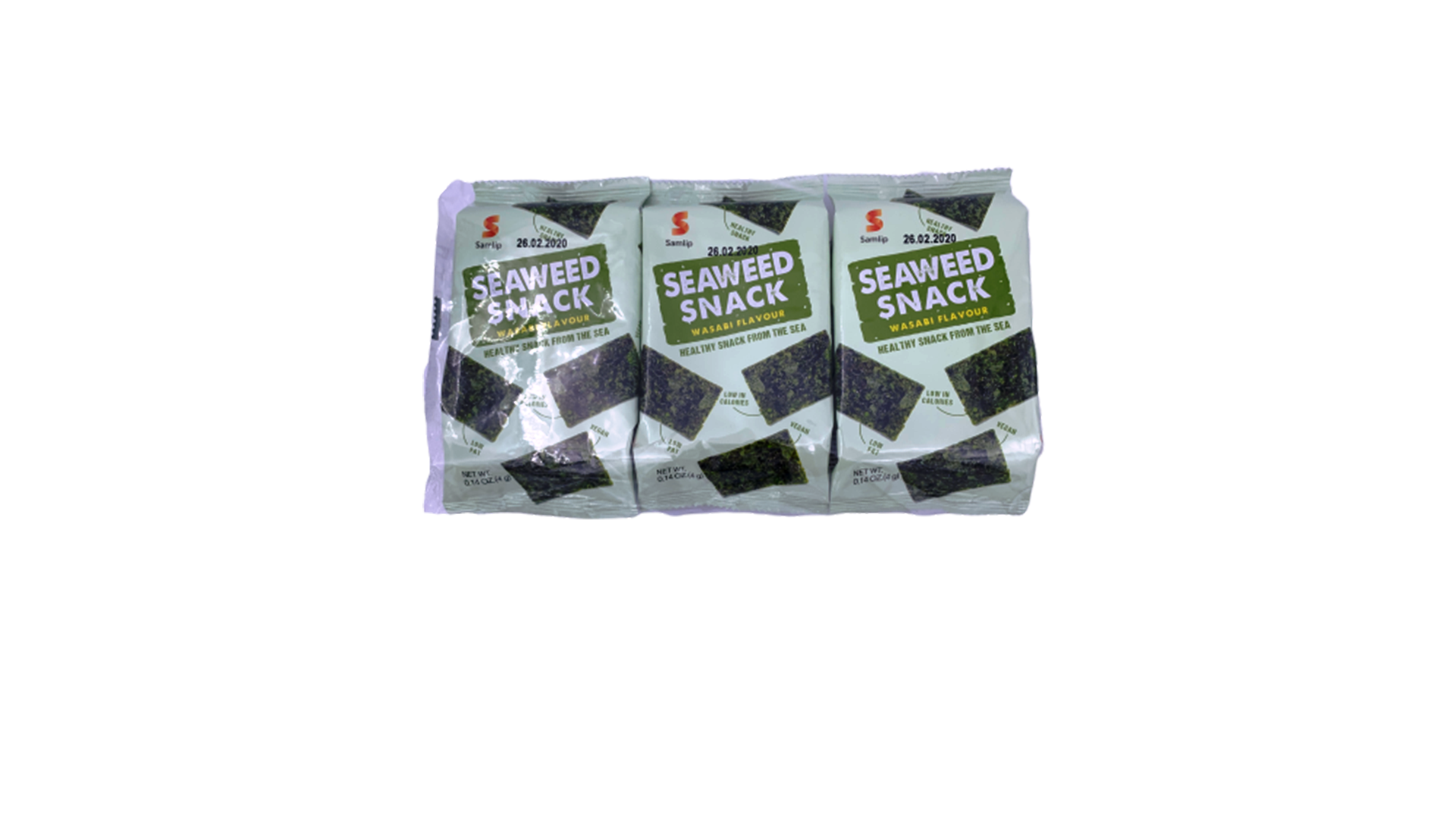 vasabio-skonio-jurzoles-uzkandis-samlip-34g Seealgen-Snack (mit Wasabi-Geschmack) SAMLIP, 12 g – Bild 1