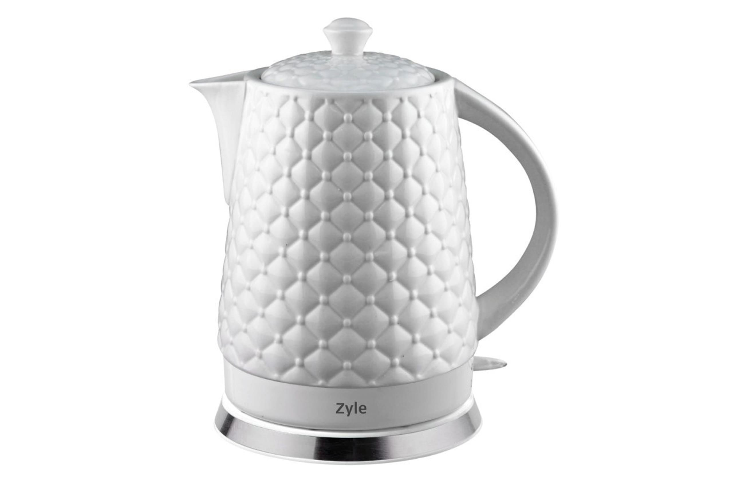 virdulys-ZY15KW ZYLE Keramik-Wasserkocher ZY15KW | 1,5 L, 1200 W, Weiß, Schadstofffrei, Leiser Betrieb – Bild 1