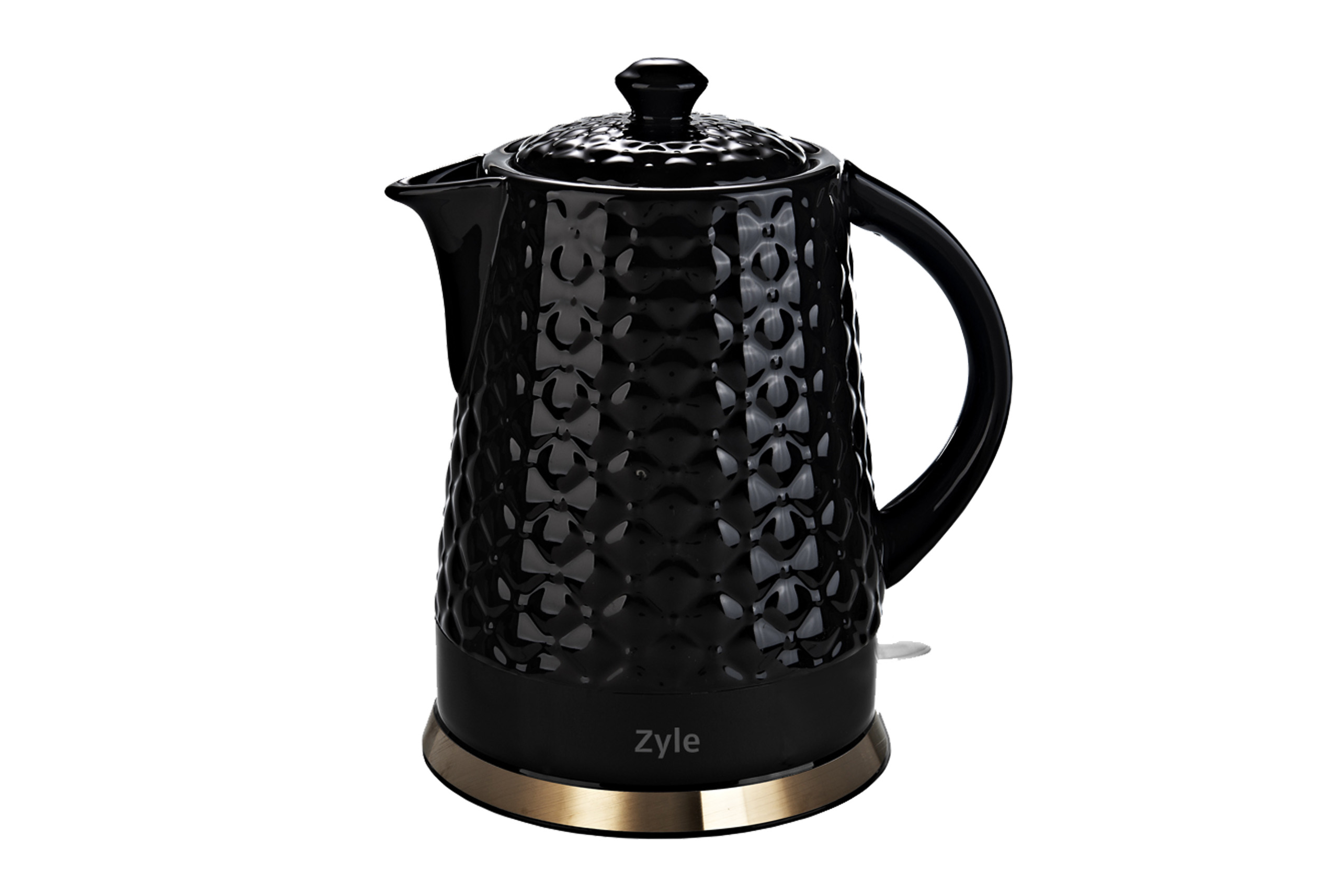 virdulys-ZY18KWG ZYLE Keramik-Wasserkocher ZY18KWG | 1,5 L, 1200 W, Weiß/Gold, Schadstofffrei – Bild 1