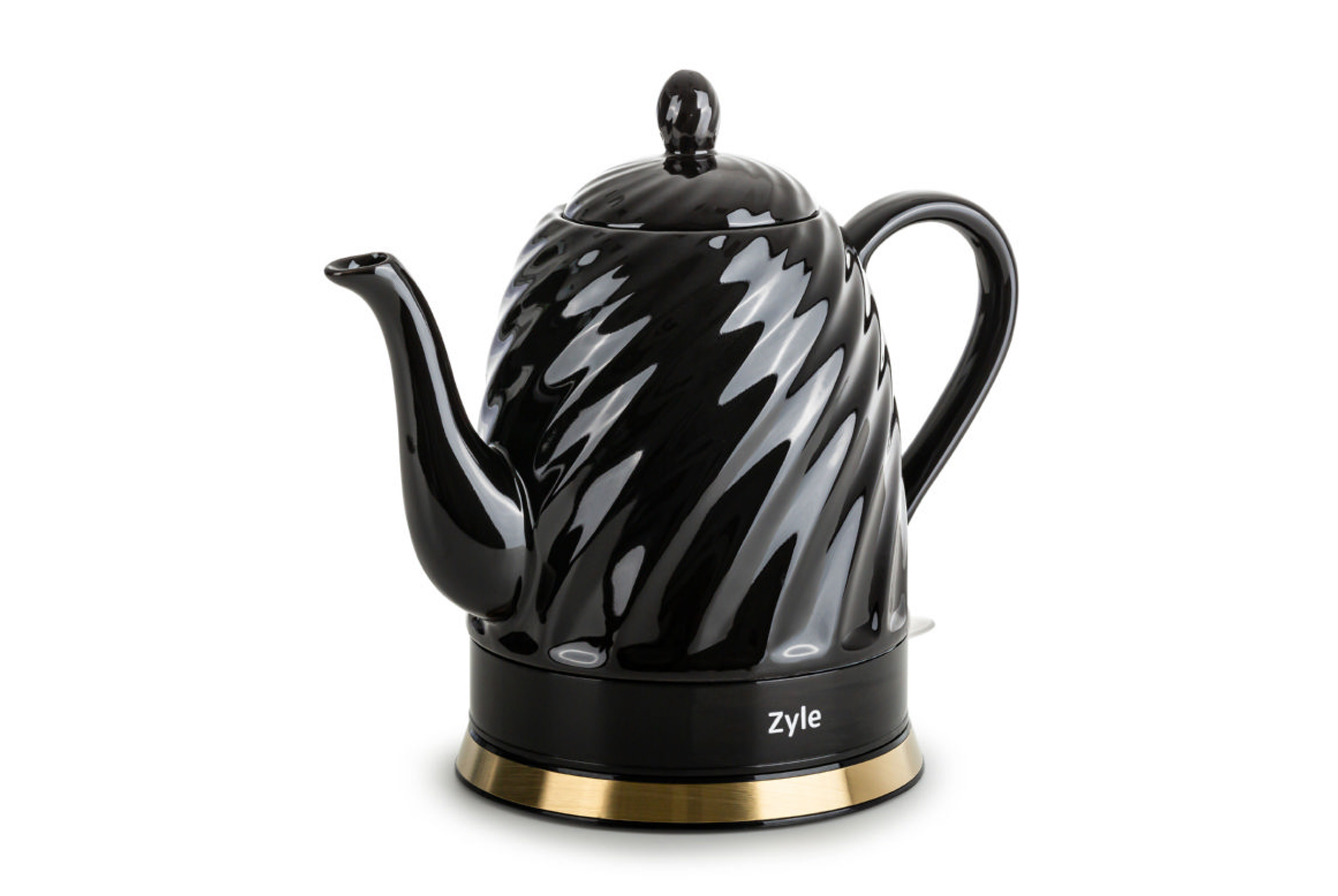 virdulys-ZY20KWG ZYLE Keramik Wasserkocher ZY20KWG | 1.5 L, 1200 W, Weiß/Gold, Giftstofffrei – Bild 1