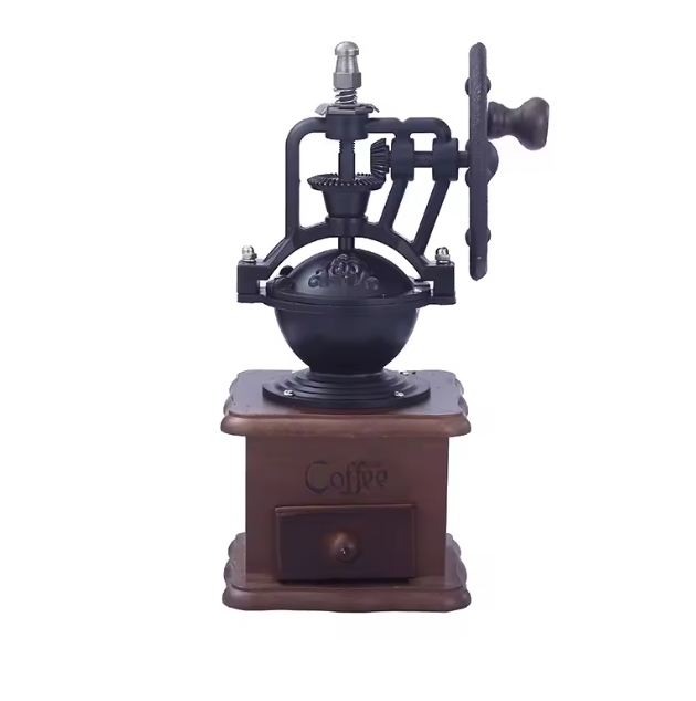 12 Kavos malūnėlis Retro | 26 cm, Medinis su ketaus mechanizmu, Keraminė girna