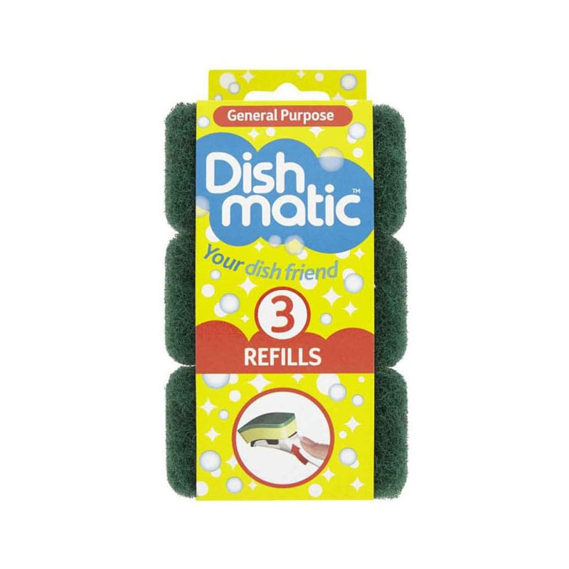 dishmatic-vidutinio-siurkstumo-kempines-pakeitimui-3vnt Dishmatic Mittlere Scheuerschwämme, 3 Stk. | Für Griff, wiederverwendbar – Bild 1