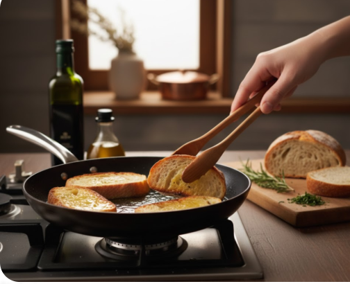 Eine Nahaufnahme einer weißen Schüssel mit einer cremigen Dorschleber-Mischung auf einem Holztisch. Die Masse ist mit Zitronenabrieb, Meersalz und schwarzem Pfeffer garniert. Eine Hand rührt die Mischung vorsichtig mit einem Holzspatül um. Im Hintergrund stehen eine angeschnittene Zitrone und ein kleines Glas, vermutlich mit Fischöl oder Lebertran.