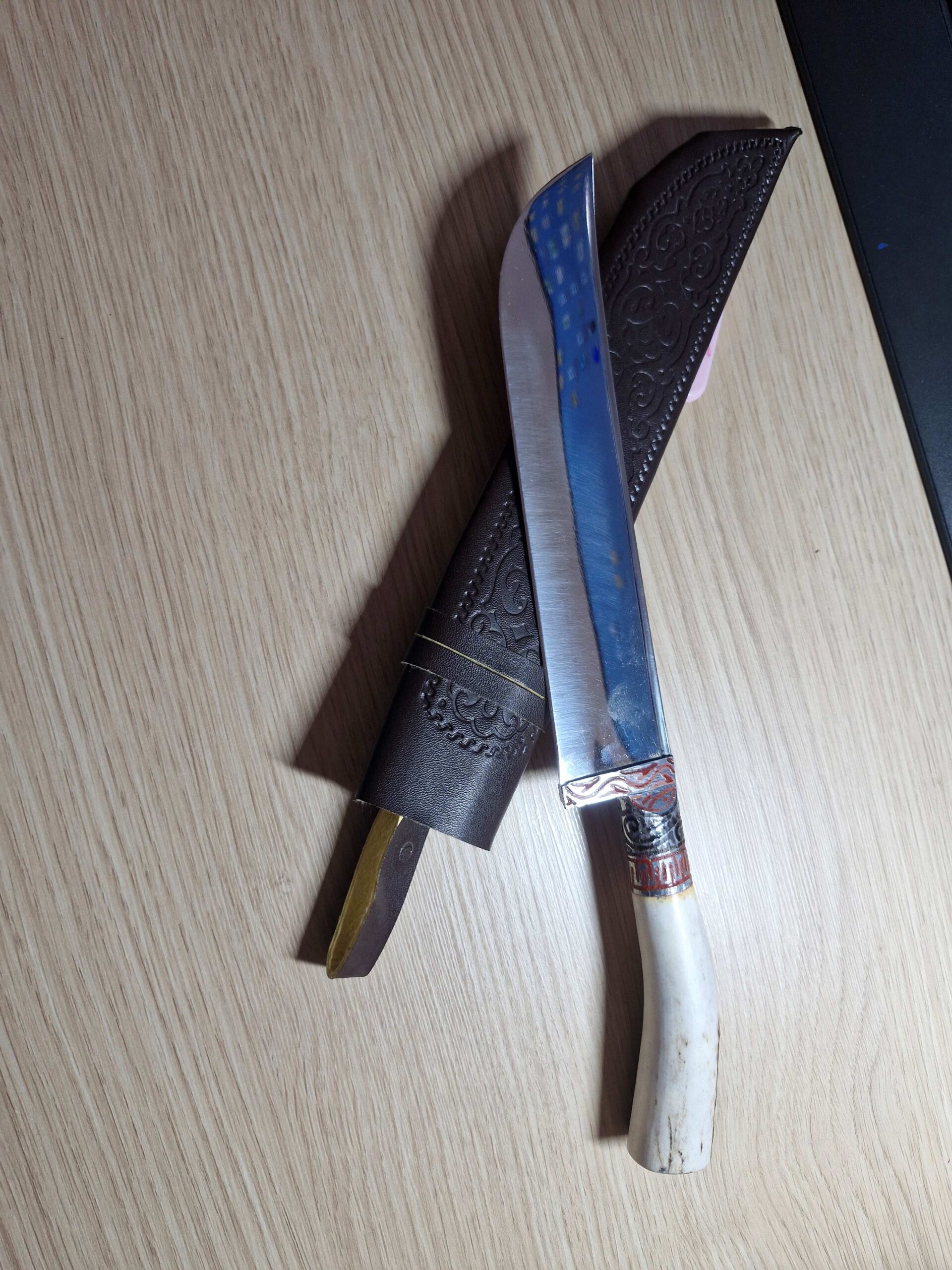 20260215_090626 Usbekisches Pchak-Messer, 30 cm, Hirsch-/Rehgeweihgriff – Bild 1