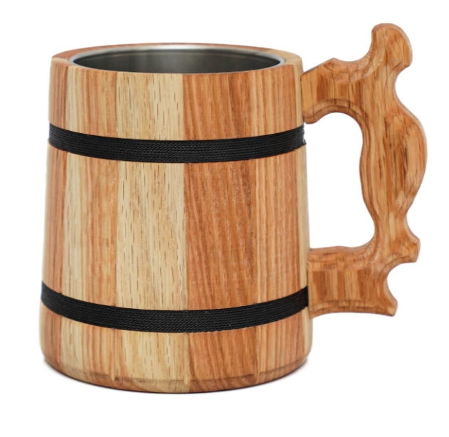 Medinis bokalas su metaliniu vidumi (500 ml) – autentiškas, ilgaamžis ir stilingas Medinis bokalas su metaliniu vidumi (500 ml) – autentiškas, ilgaamžis ir stilingas