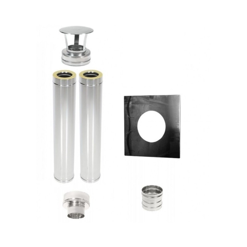 izoliuotas-kaminas-d115210mm-2m-kompl Izoliuotas Kaminas su Vermikulitu | D115/210 mm | 2 m Komplektas | AISI 304 (0,8 mm)