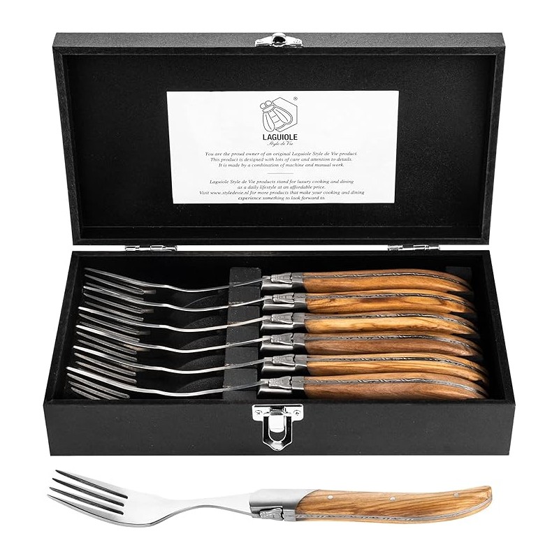 steiko-sakuciu-rinkinys-forged-luxury-line-olive-wood Steak-Gabelset Geschmiedete Luxus-Linie Olivenholz – Bild 1