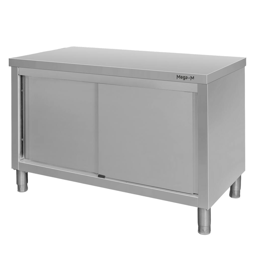 Stol-gastronomiczny-ze-stali-nierdzewnej-centralny-z-szafka-Mega-M-120x60x85-cm-MTP003532 Nerūdijančio plieno gastronominis stalas-spinta Mega-M 120x60x85 cm
