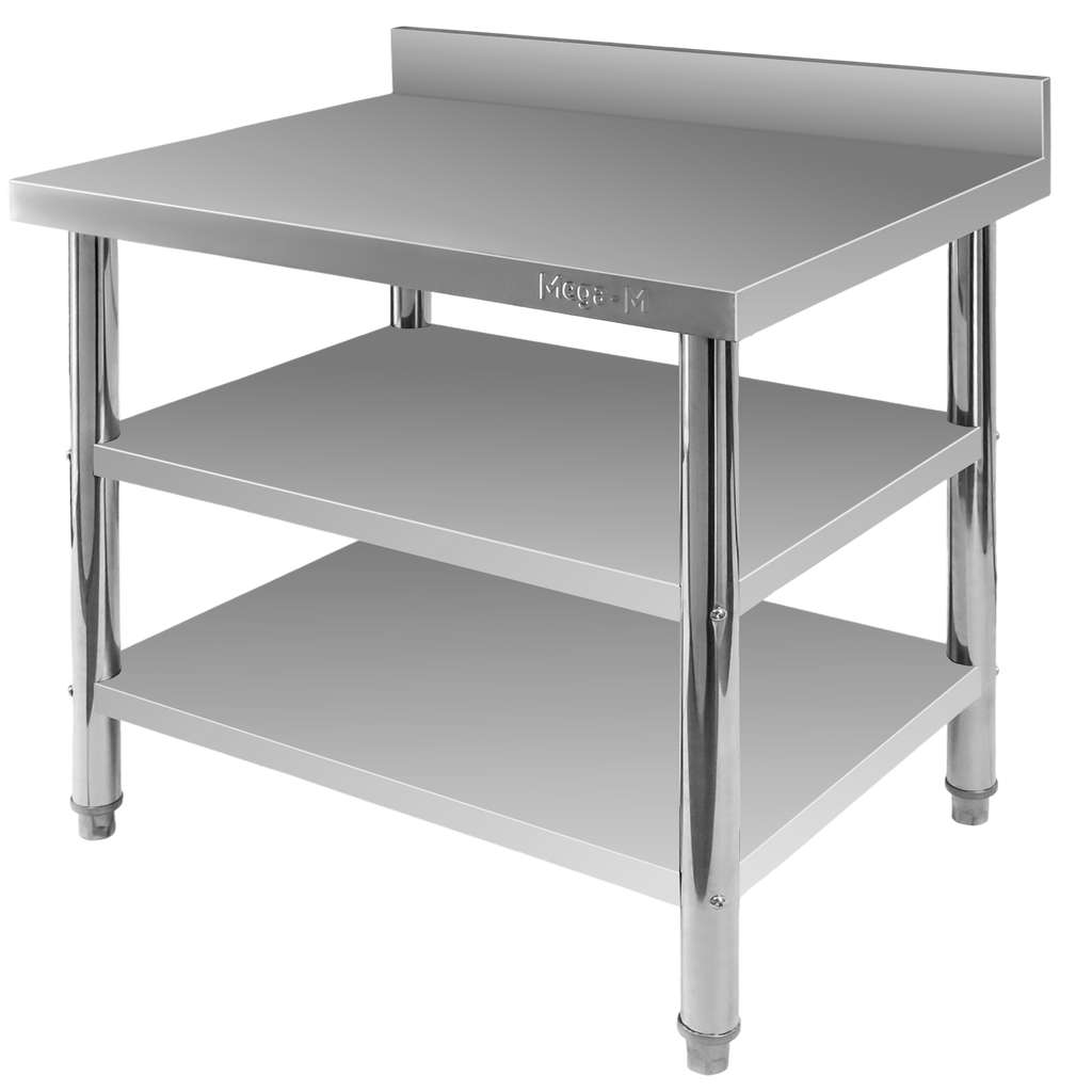 Stol-gastronomiczny-ze-stali-nierdzewnej-przyscienny-z-2-polkami-Mega-M-X-STANDARD-100-7 Gastronominis stalas Mega-M 100x60x85 cm
