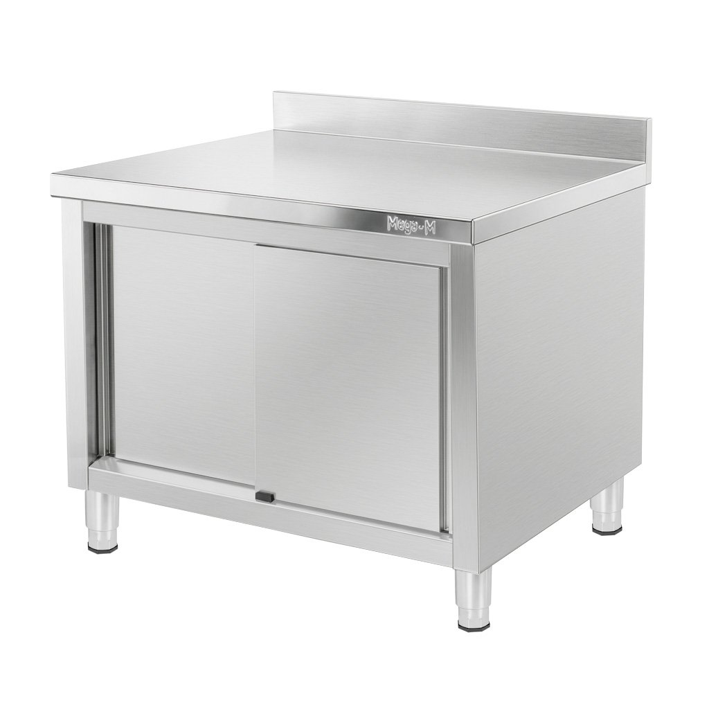 Stol-gastronomiczny-ze-stali-nierdzewnej-przyscienny-z-szafka-Mega-M-100x60x85-cm-MTP008009-1 Gastronominis stalas-spintelė Mega-M 100x60x85 cm