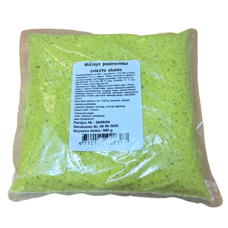 Sviesto skonio paniravimo mišinys 500g AuksoSkonis Mišinys paniravimui Sviestinis, 500g | Traški plutelė be aliejaus, lengvai paruošiamas